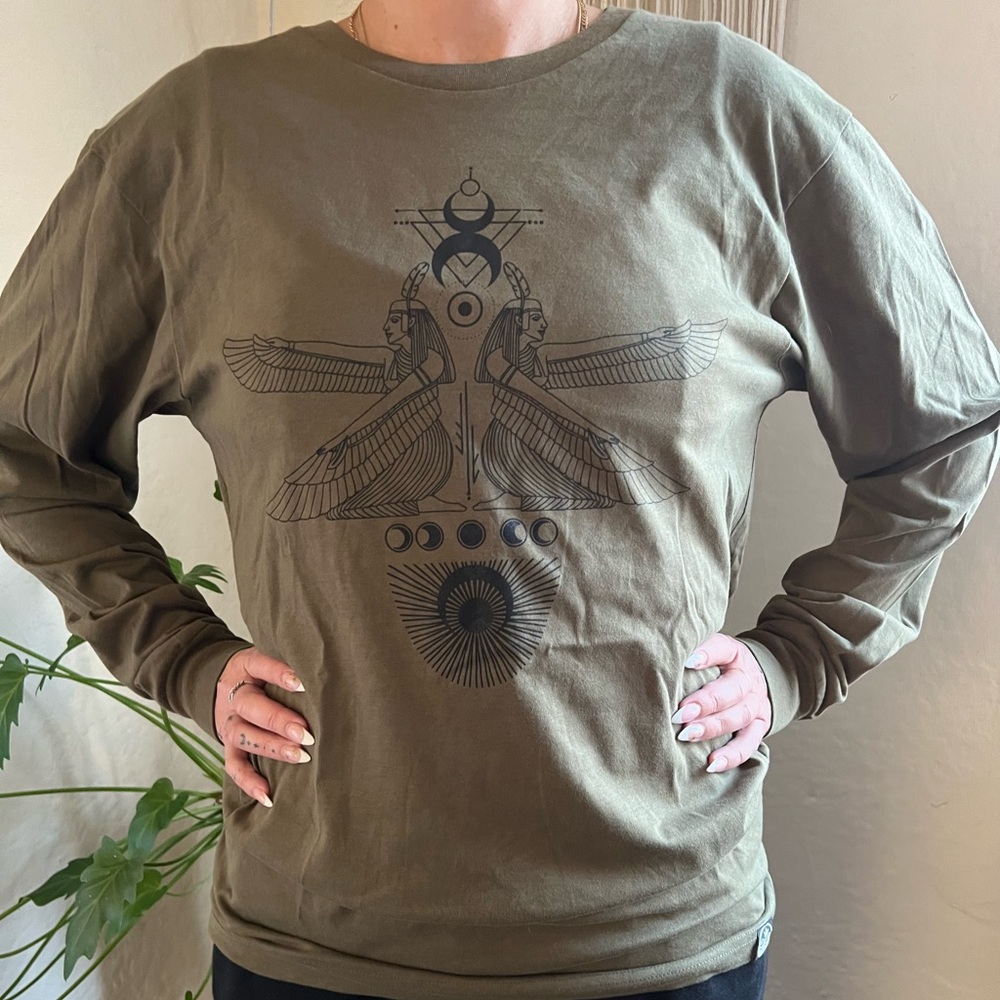 Graphic Long Sleeve Olive Shirt